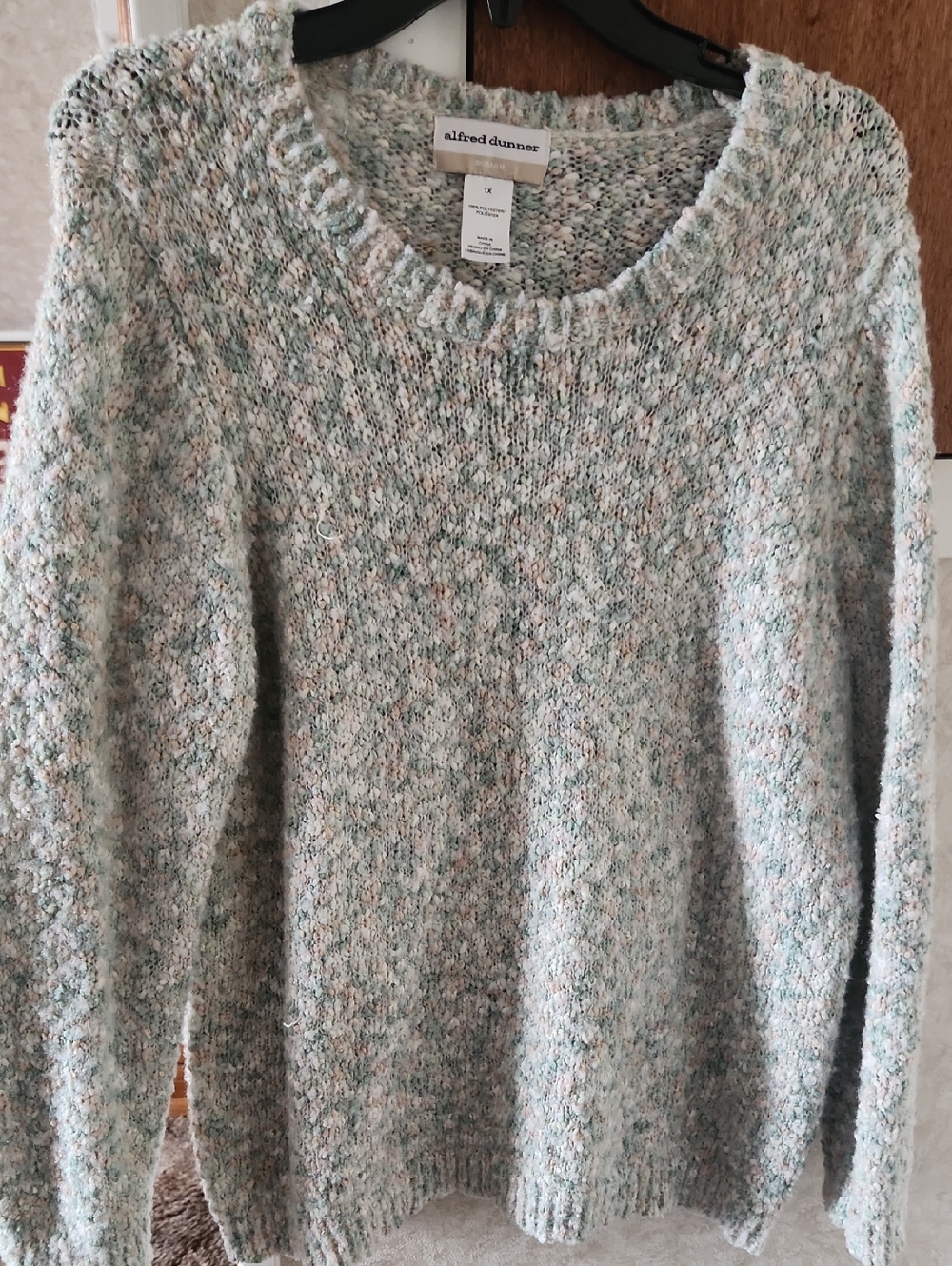 Alfred Dunner 1XPastel Green Multicolor Crewneck Sweater List#53